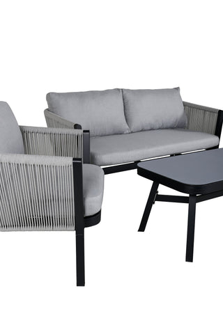 Venture Home Virya Lounge set (3+2+1) SVART alu / Grå rep / grå kudde