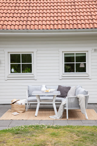 Venture Home Virya Hörnsoffset (3+2+1) Vit alu / Grå rep / grå kudde