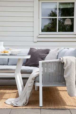 Venture Home Virya Hörnsoffset (3+2+1) Vit alu / Grå rep / grå kudde
