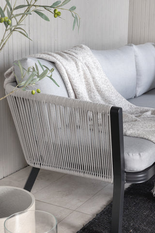 Venture Home Virya Hörnsoffset (3+2+1) SVART alu / Grå rep / grå kudde
