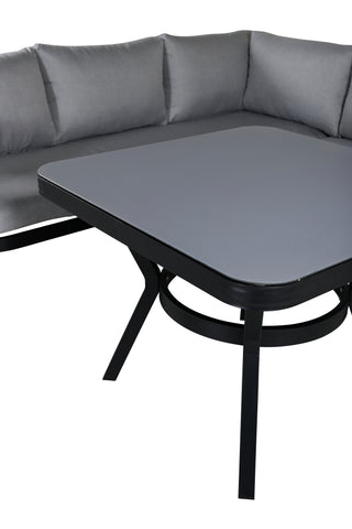 Venture Home Virya Hörnsoffset (3+2+1) SVART alu / Grå rep / grå kudde