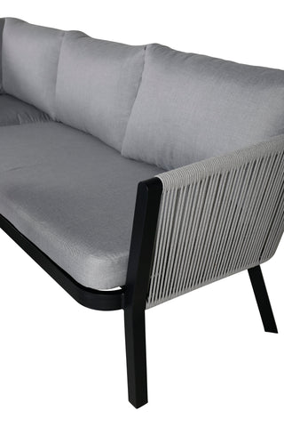 Venture Home Virya Hörnsoffset (3+2+1) SVART alu / Grå rep / grå kudde