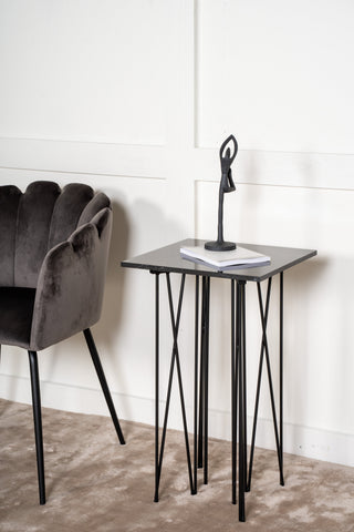 Sten - Sidobord Fyrkantig 40*40 - Konststen / Svart
