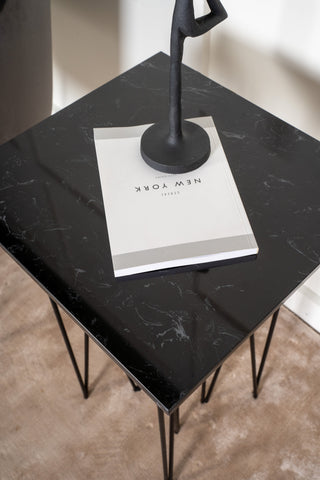 Sten - Sidobord Fyrkantig 40*40 - Konststen / Svart