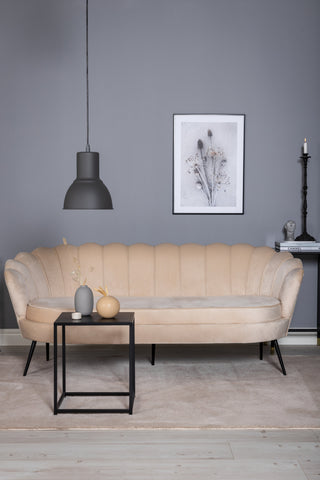 Calais Soffa 3-sits - Beige sammet - Svarta ben