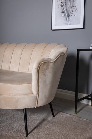 Calais Soffa 3-sits - Beige sammet - Svarta ben