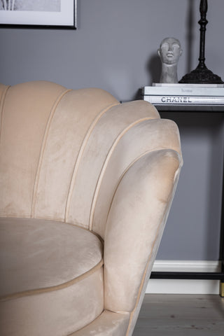 Calais Soffa 3-sits - Beige sammet - Svarta ben