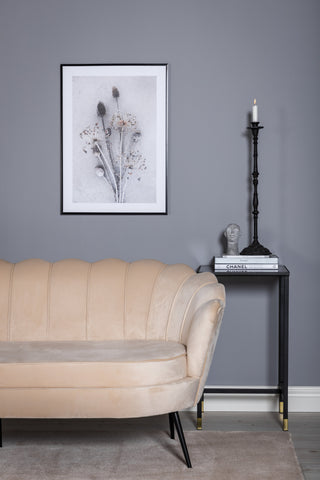 Calais Soffa 3-sits - Beige sammet - Svarta ben