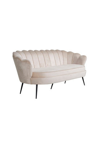 Calais Soffa 3-sits - Beige sammet - Svarta ben