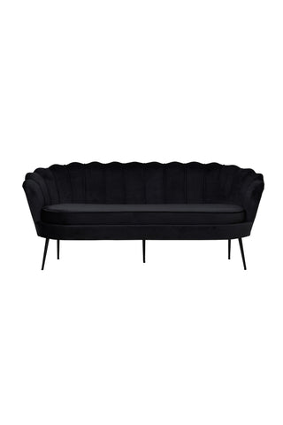 Calais Soffa 3-sits - Svart sammet - Svarta ben