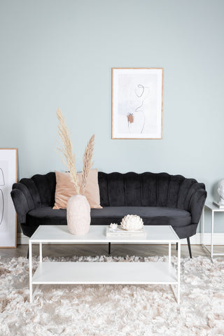 Calais Soffa 3-sits - Svart sammet - Svarta ben