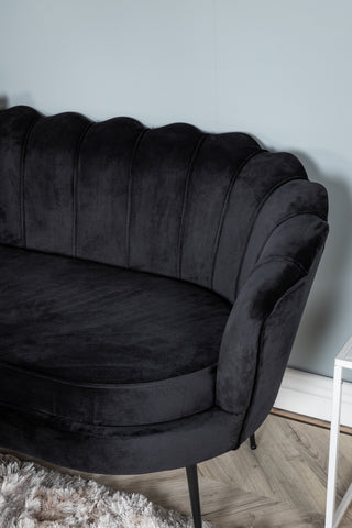 Calais Soffa 3-sits - Svart sammet - Svarta ben
