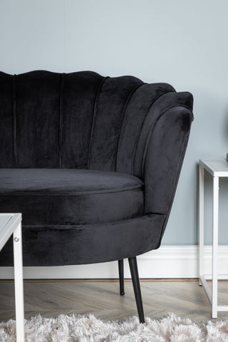 Calais Soffa 3-sits - Svart sammet - Svarta ben