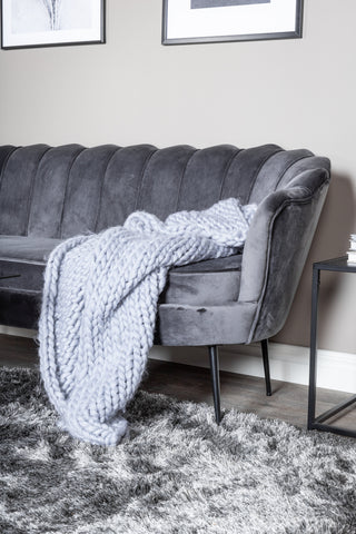 Calais Soffa 3-sits - Mörkgrå sammet - Svarta ben
