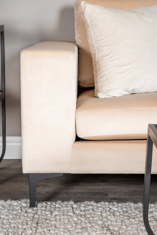 Bolero Soffa - 3-sits - Beige sammet - Svarta ben