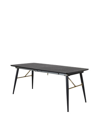 Guld Förlängningsbord - 180/220*85*H76 Svart Faner - Svarta ben - Mässingsdetaljer