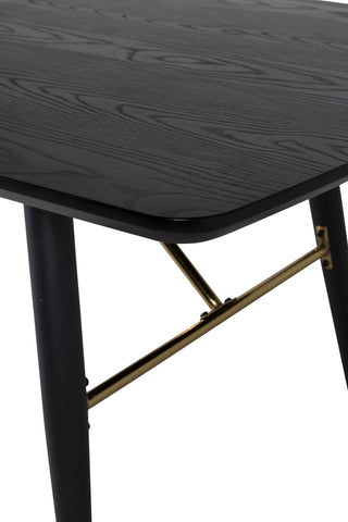 Guld Förlängningsbord - 180/220*85*H76 Svart Faner - Svarta ben - Mässingsdetaljer