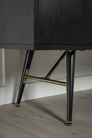Guld Förvaringsenhet - Svart faner - Svarta ben - Mässingsdetaljer