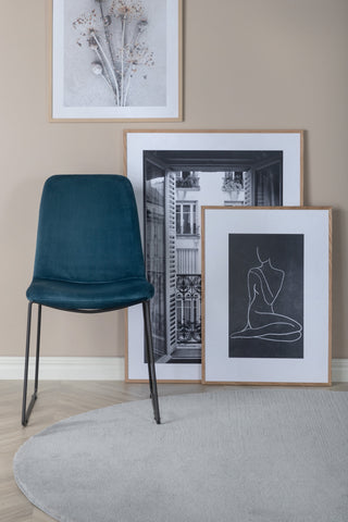 Muce Matstol 2-pack - Svarta ben - Blue Velvet