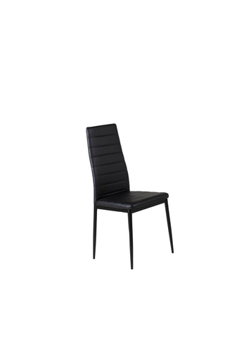 Slim High Back Matstol 2-pack - Svarta Ben - Svart PU