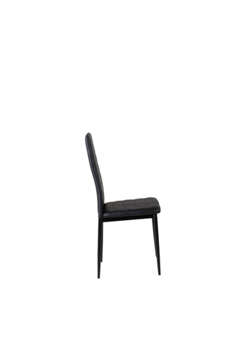Slim High Back Matstol 2-pack - Svarta Ben - Svart PU