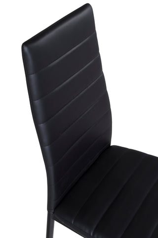 Slim High Back Matstol 2-pack - Svarta Ben - Svart PU