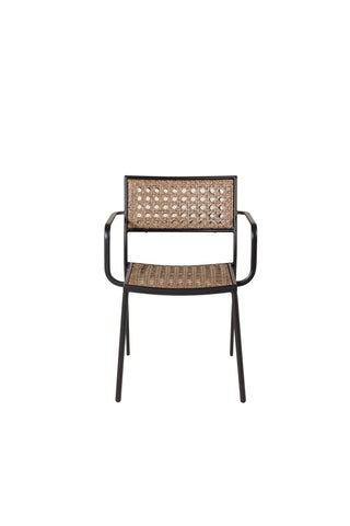 Paola Matstol 4-pack - Black Steel / Nature Wicker / Black Cushion