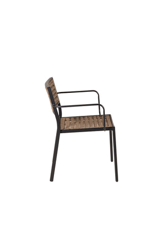 Paola Matstol 4-pack - Black Steel / Nature Wicker / Black Cushion