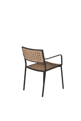 Paola Matstol 4-pack - Black Steel / Nature Wicker / Black Cushion