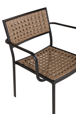 Paola Matstol 4-pack - Black Steel / Nature Wicker / Black Cushion