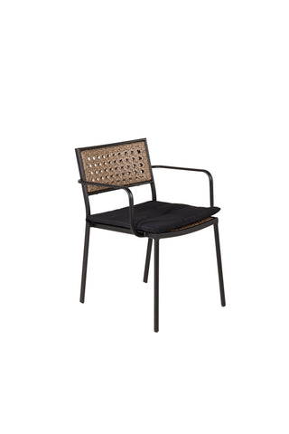 Paola Matstol 4-pack - Black Steel / Nature Wicker / Black Cushion