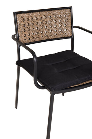 Paola Matstol 4-pack - Black Steel / Nature Wicker / Black Cushion