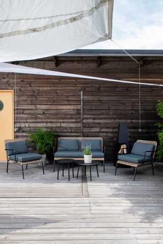 Venture Home Paola Soffset - Black Steel / Nature Wicker / Black Cushion