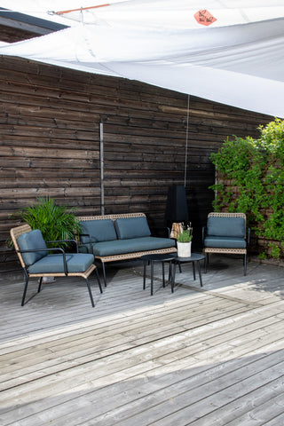 Venture Home Paola Soffset - Black Steel / Nature Wicker / Black Cushion