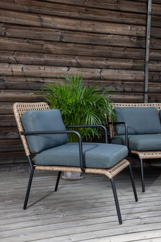 Venture Home Paola Soffset - Black Steel / Nature Wicker / Black Cushion
