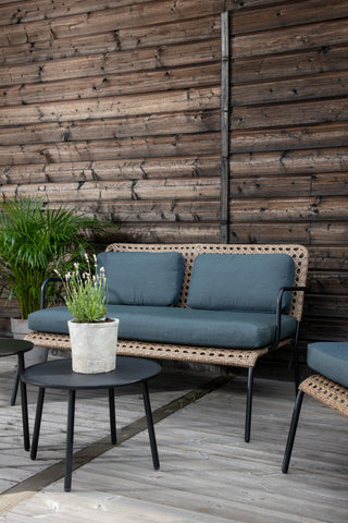 Venture Home Paola Soffset - Black Steel / Nature Wicker / Black Cushion
