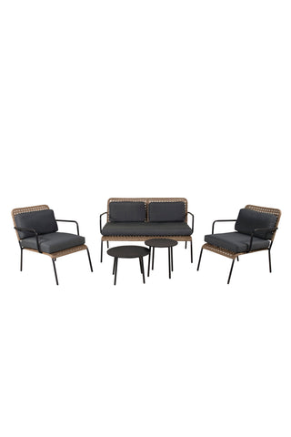 Venture Home Paola Soffset - Black Steel / Nature Wicker / Black Cushion