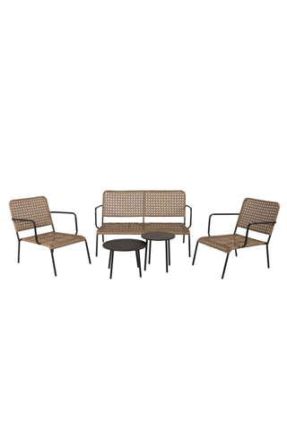 Venture Home Paola Soffset - Black Steel / Nature Wicker / Black Cushion