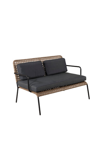 Venture Home Paola Soffset - Black Steel / Nature Wicker / Black Cushion