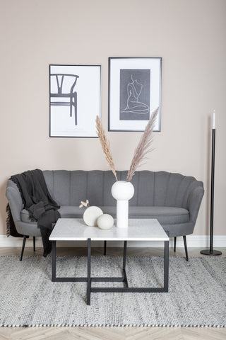 Calais Soffa 3-sits -Grå Tyg - Svarta ben