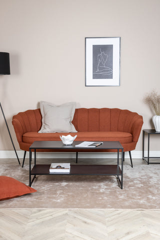 Calais Soffa 3-sits - Rostigt rött tyg - Svarta ben