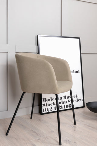 Berit stol - svart / beige tyg (polyesterlinne)
