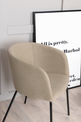 Berit stol - svart / beige tyg (polyesterlinne)