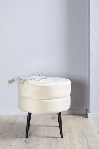 Krukpuff - Svart / Beige sammet