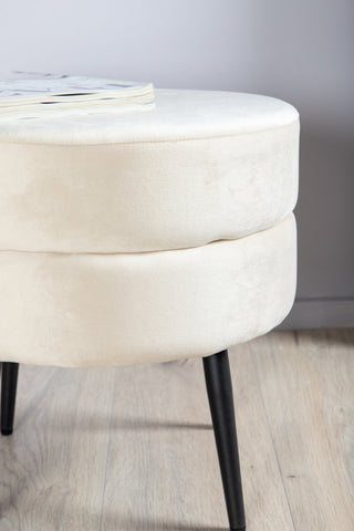 Krukpuff - Svart / Beige sammet