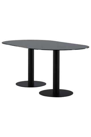 Pillan Ovalt Matbord - Svart / Svart glasmarmor
