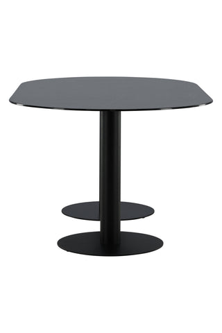 Pillan Ovalt Matbord - Svart / Svart glasmarmor