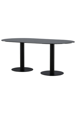 Pillan Ovalt Matbord - Svart / Svart glasmarmor