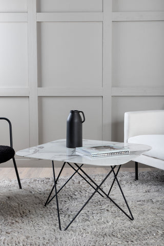 Tristar Soffbord - Svart / Vit glasmarmor