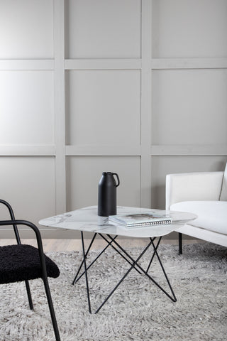 Tristar Soffbord - Svart / Vit glasmarmor